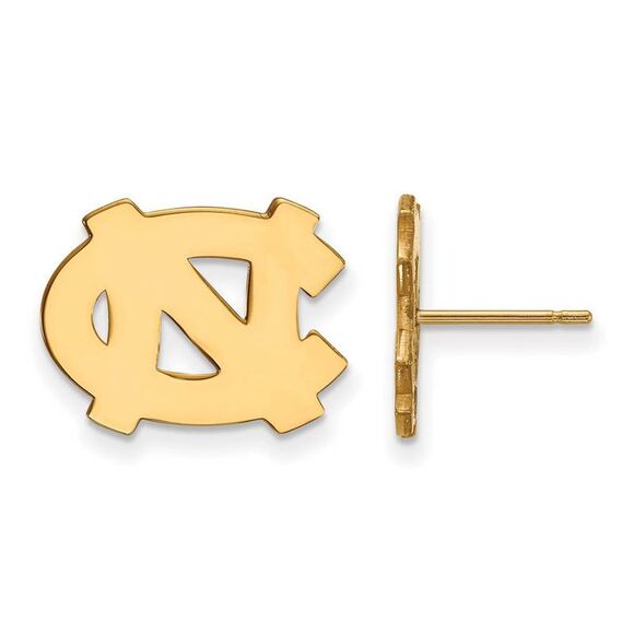 14k Yellow Gold U of North Carolina Small 'NC' Post Earrings